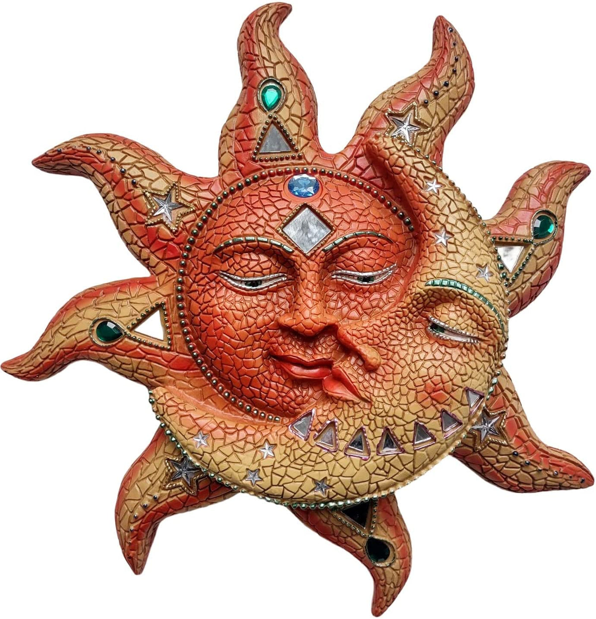 ICE ARMOR 18"H Orange/Yellow Sun and Moon Mosaic Wall Sculpture