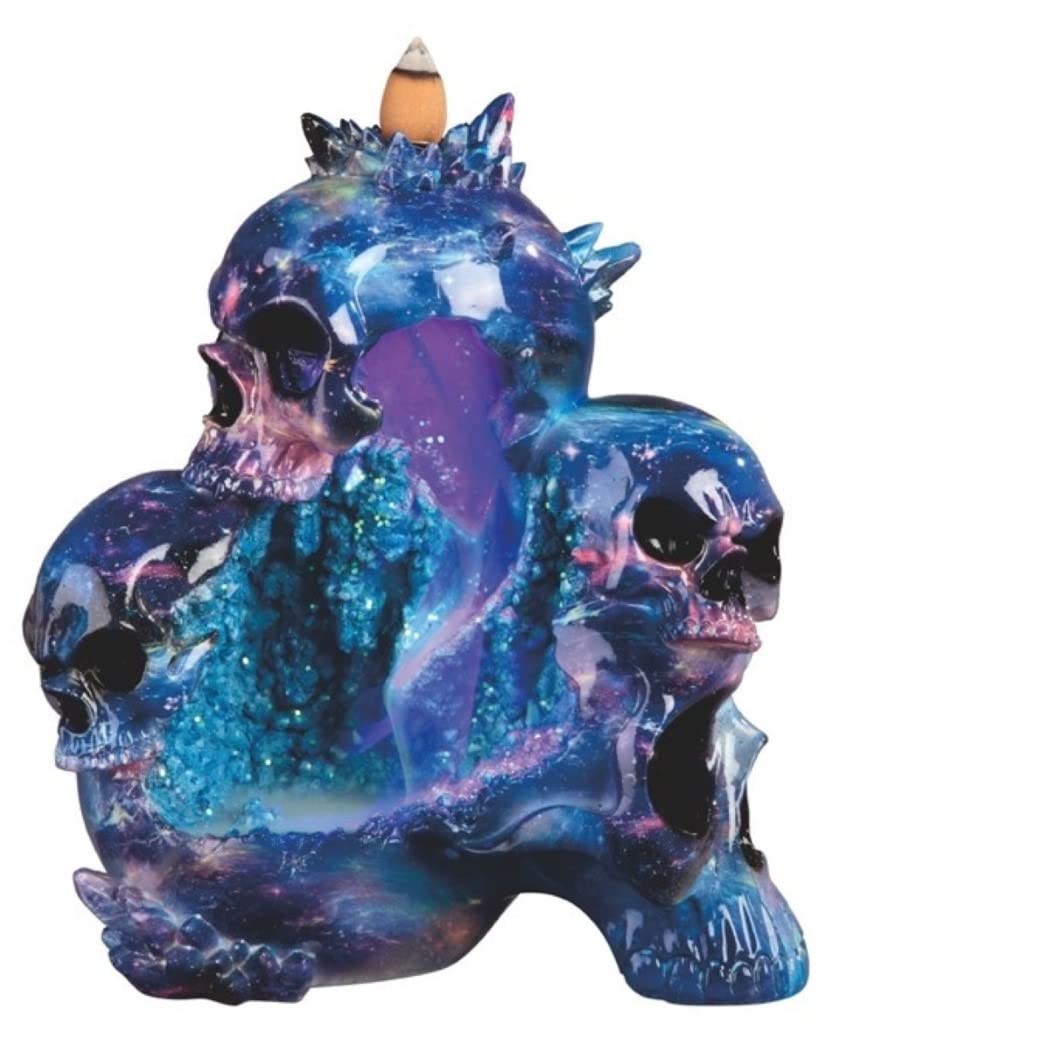 ICE ARMOR 8" H Stack of Blue Skulls Backflow Home Décor Figurine