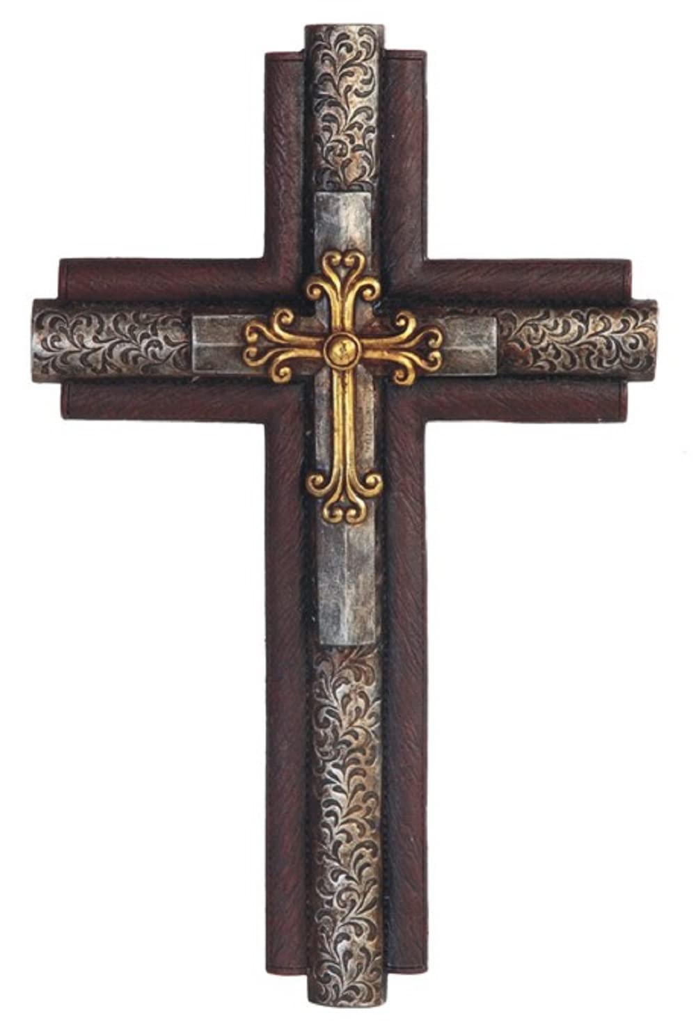 ICE ARMOR 15.5"H Decorative Layered Wall Cross Religious Statue Home Decoration Figurine
