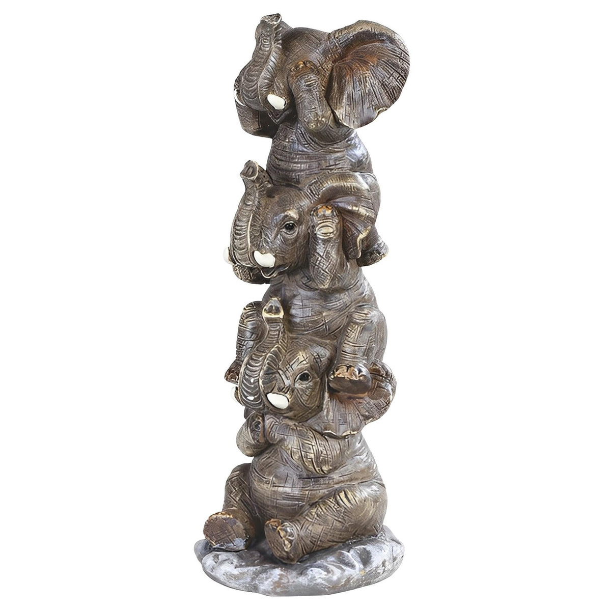 ICE ARMOR 7.75" H 3 Stacked Elephants Hear-See-Speak No Evil Statue Fantasy Decoration Figurine
