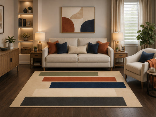 Ultra Thin 5'x7' Modern Abstract Striped Area Rug, Contemporary Geometric Decor