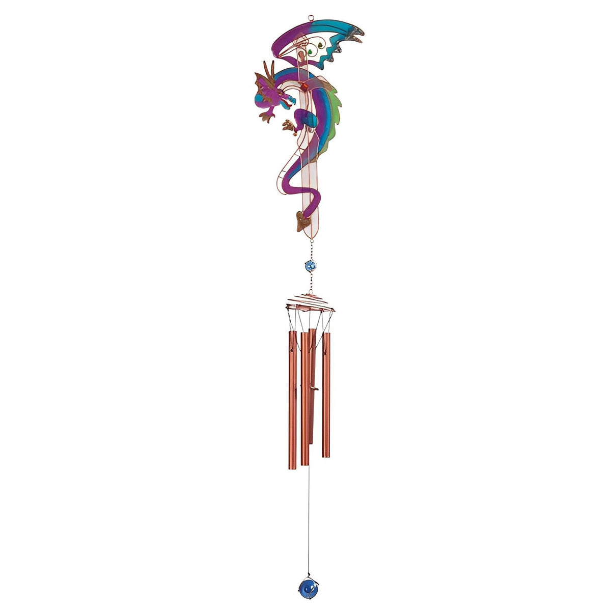 ICE ARMOR 44" Long Purple/Blue Dragon with Sword Wind Chime with Copper Gem