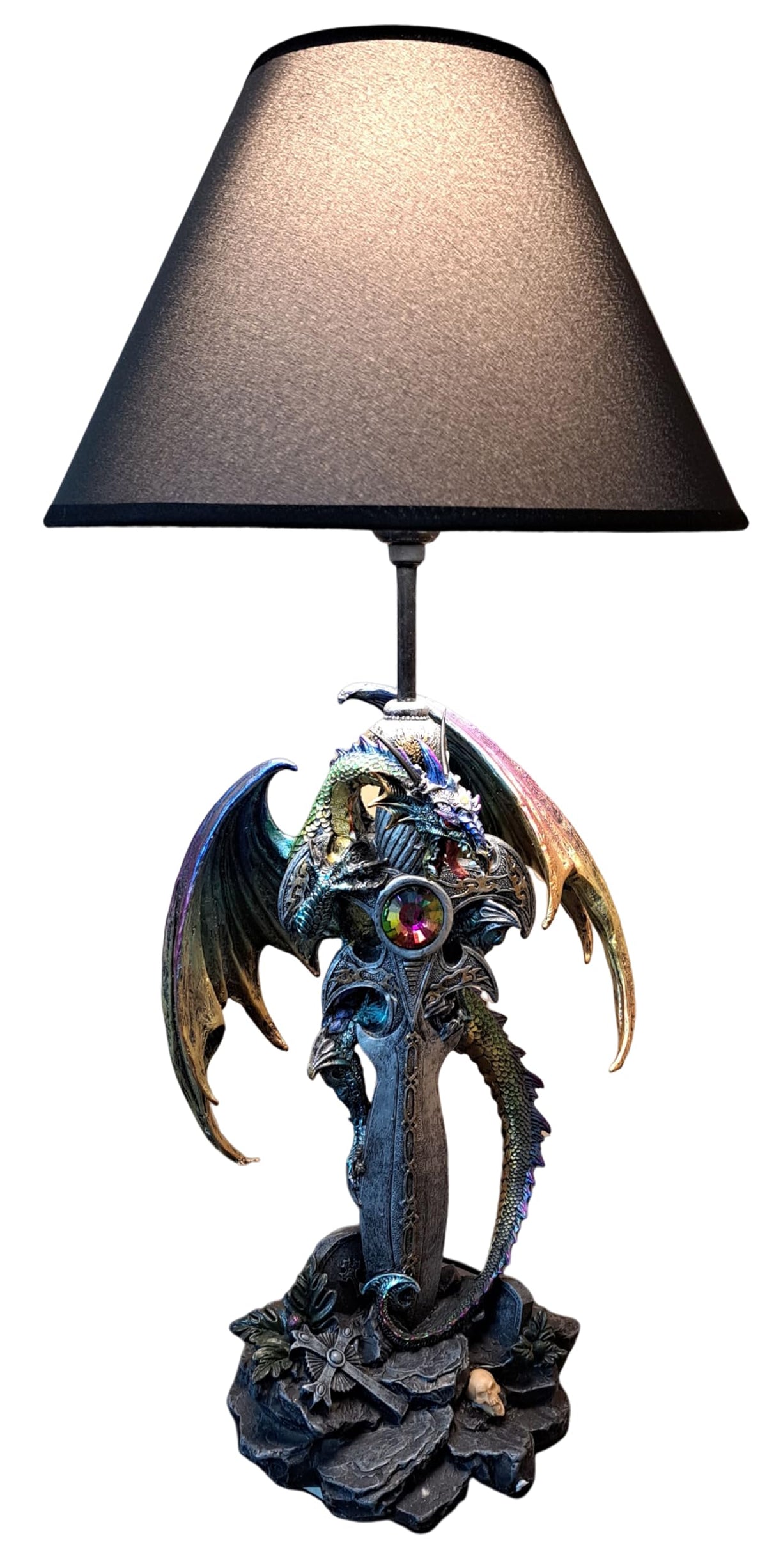 ICE ARMOR Table Lamp - Bedside Light with Fabric Shade, Exotic Decor & Cultural Ambiance