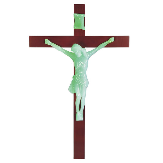 ICE ARMOR Jesus Nailed On The Cross 22" H Luminous Crucifix Holy Statue Grows in The Dark Religious Decoration Figurine