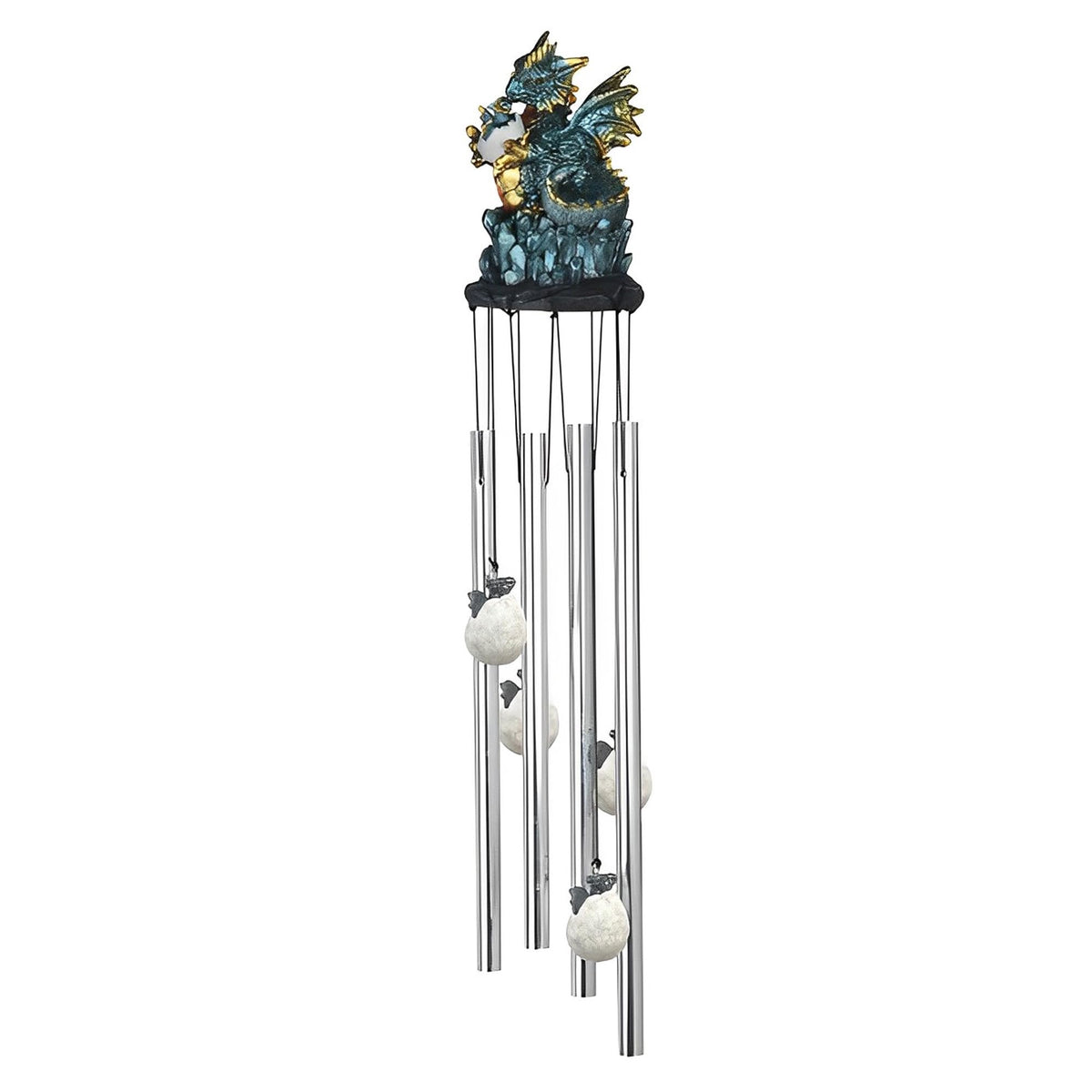 ICE ARMOR 23" Long Dragon Holding Egg Round Top Wind Chime