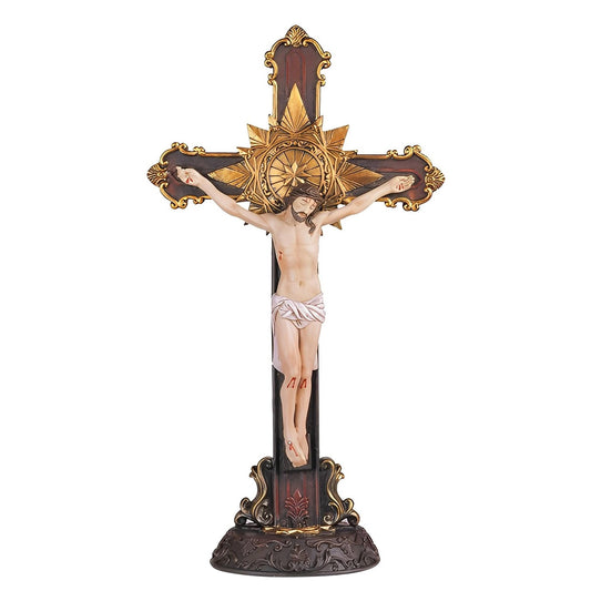 ICE ARMOR Jesus Nailed On The Cross 12" H Crucifix Holy Statue Religious Decoration Figurine