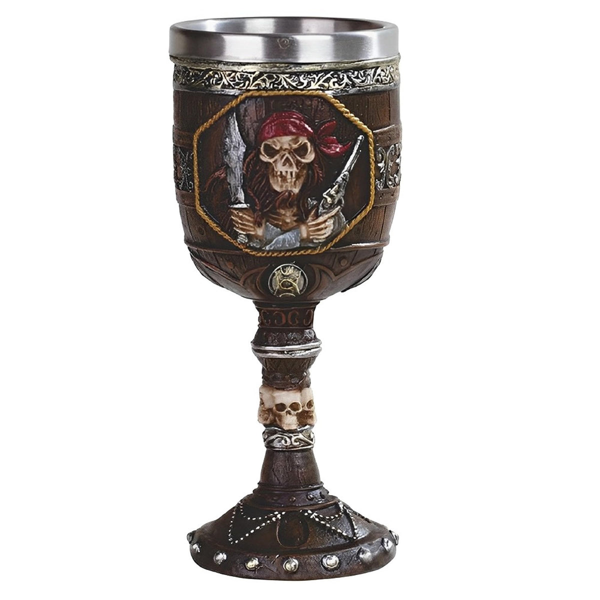 ICE ARMOR 7" H Medieval Pirate Skull Goblet Skeleton Party Cup Fantasy Decoration