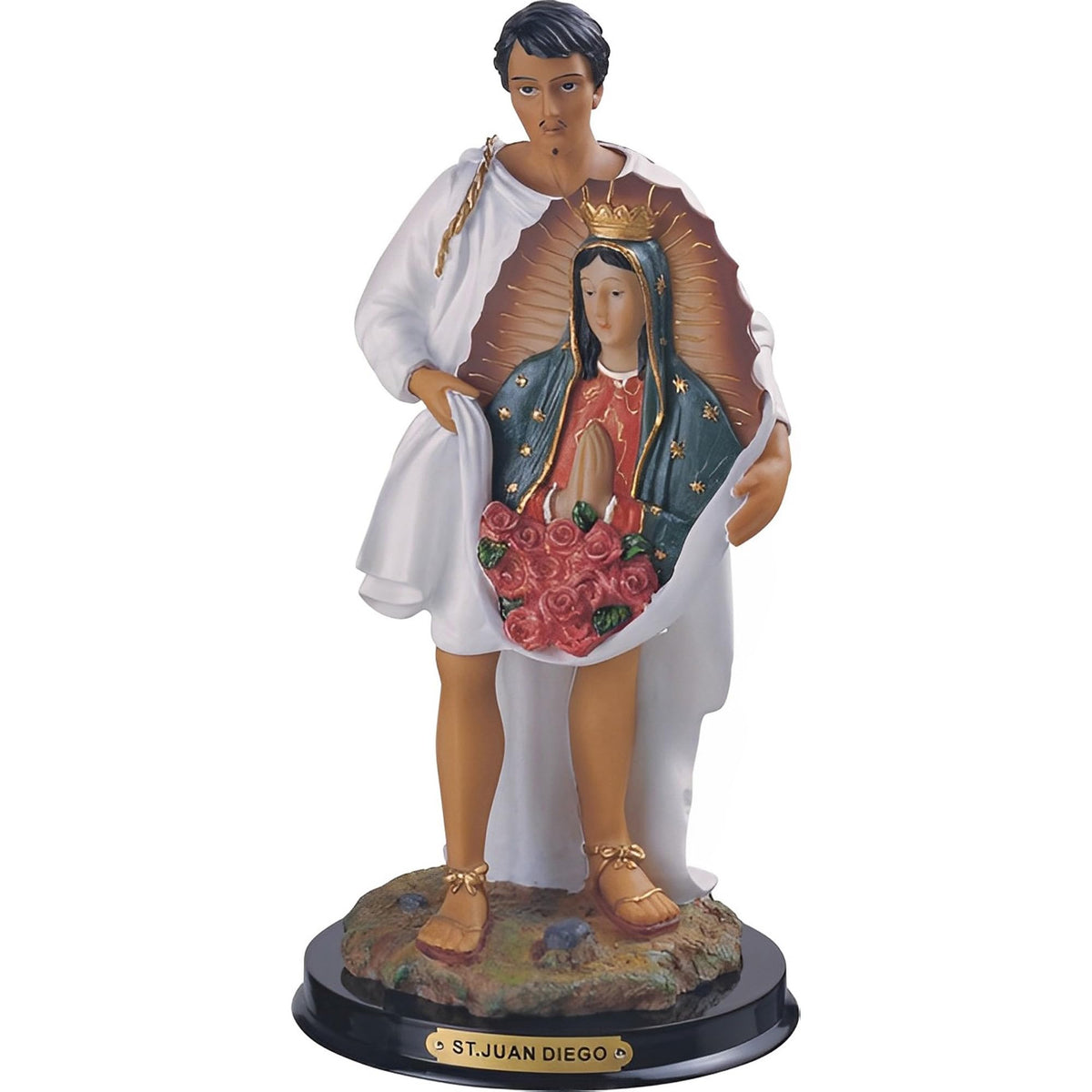 ICE ARMOR 12" H Saint Juan Diego with Virgen of Guadalupe Statue Holy Figurine Religious Decoration Office Desk/Home/Living Room/Table Decor, Perfect House Warming Gifts for New Home