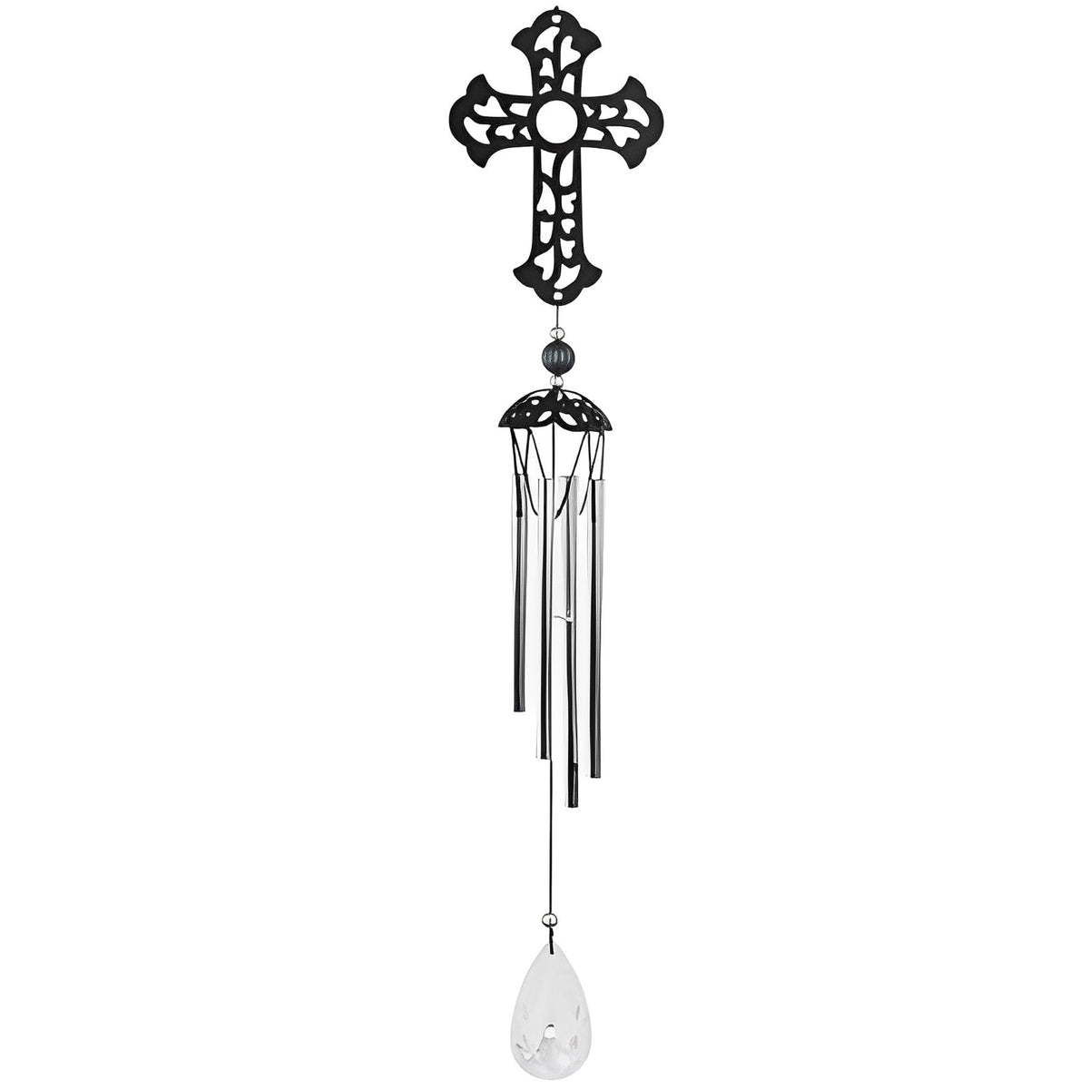 ICE ARMOR 25" Long Metal Black Cross Wind Chime