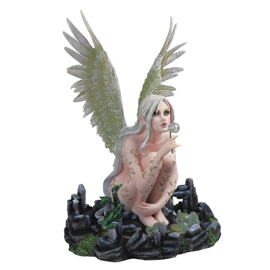 ICE ARMOR 13" H Earth Fairy Blowing Bubbles Statue Fantasy Decoration Figurine