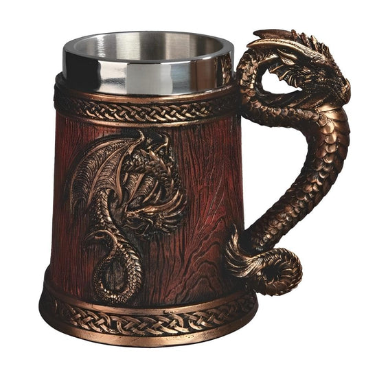 ICE ARMOR 7" W Dragon Barrel Stainless Steel/Resin Beer Mug Tankard – Vintage Drinkware Cup for Beer, Coffee, Juice, Ale & Beverages, Rustic Barware (Wash by Hand only)