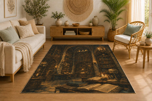 ICE ARMOR 5' x 7' Vintage Library Area Rug, Soft Low Pile Indoor Rug with Non-Slip Silicone Backing, Decorative Carpet for Living Room, Bedroom, Office