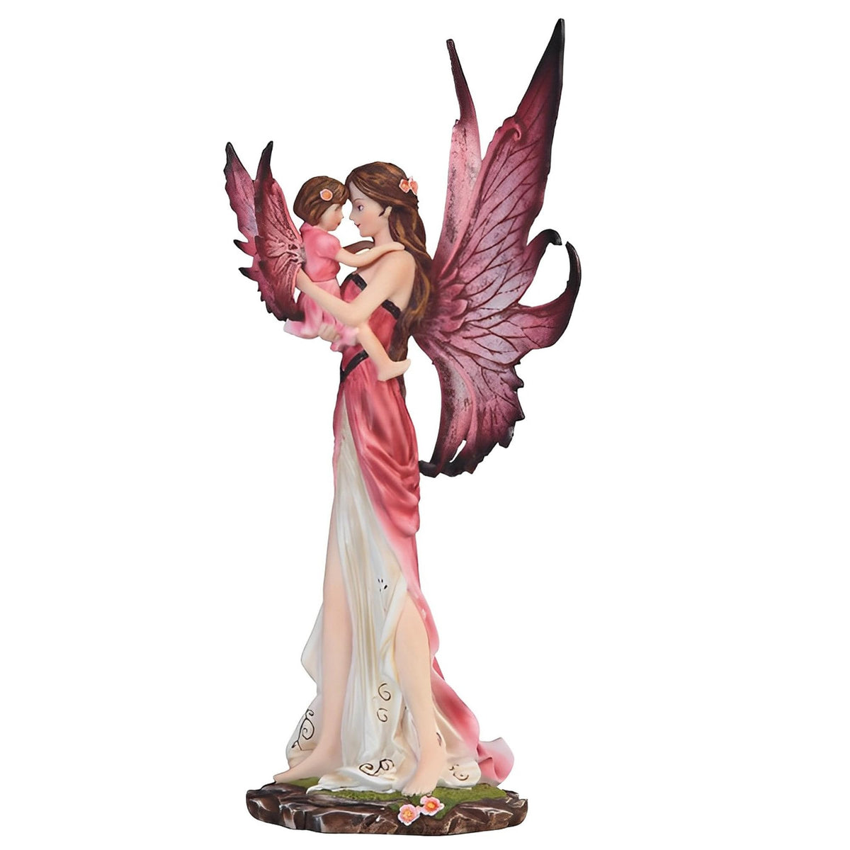 ICE ARMOR 10" H Red Fairy with Baby Girl Statue Fantasy Decoration Figurine