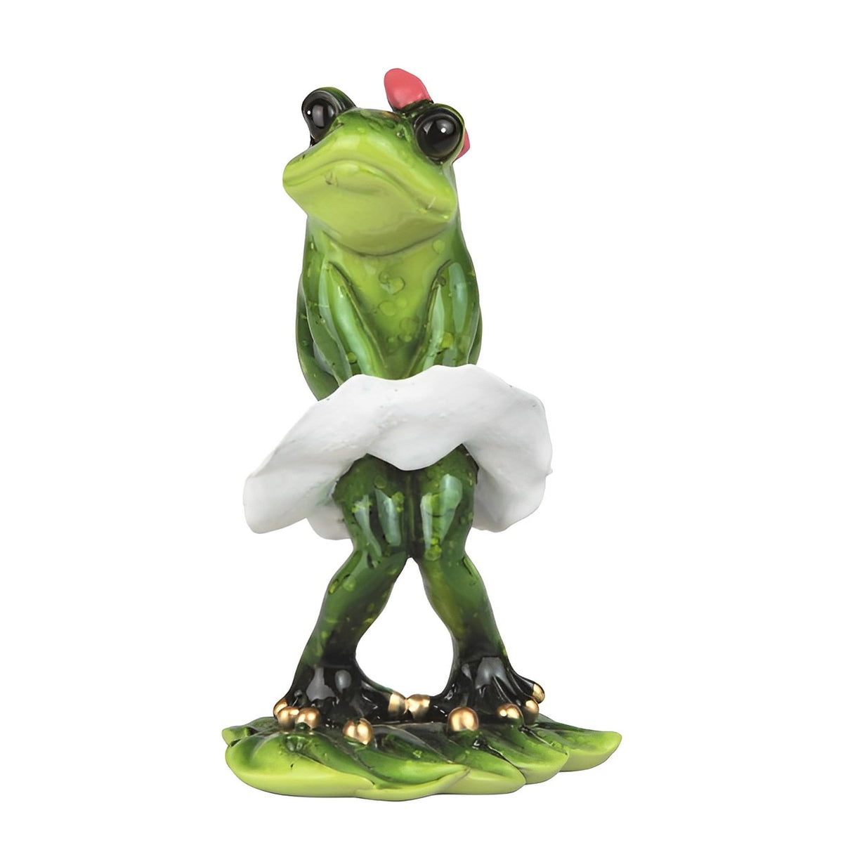 ICE ARMOR 5" H Baby Girl Frog with White Skirt Statue Animal Decoration Figurine