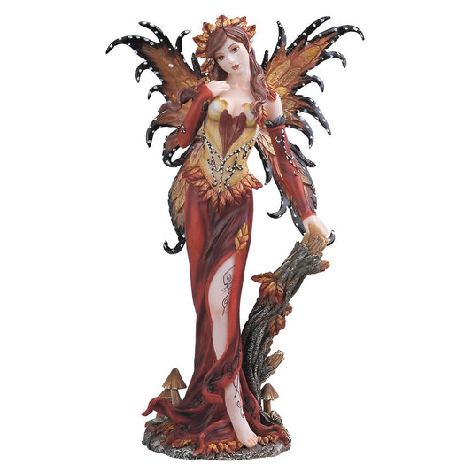 ICE ARMOR 10" H Brown Winged Autumn Fairy Queen Statue Fantasy Decoration Figurine