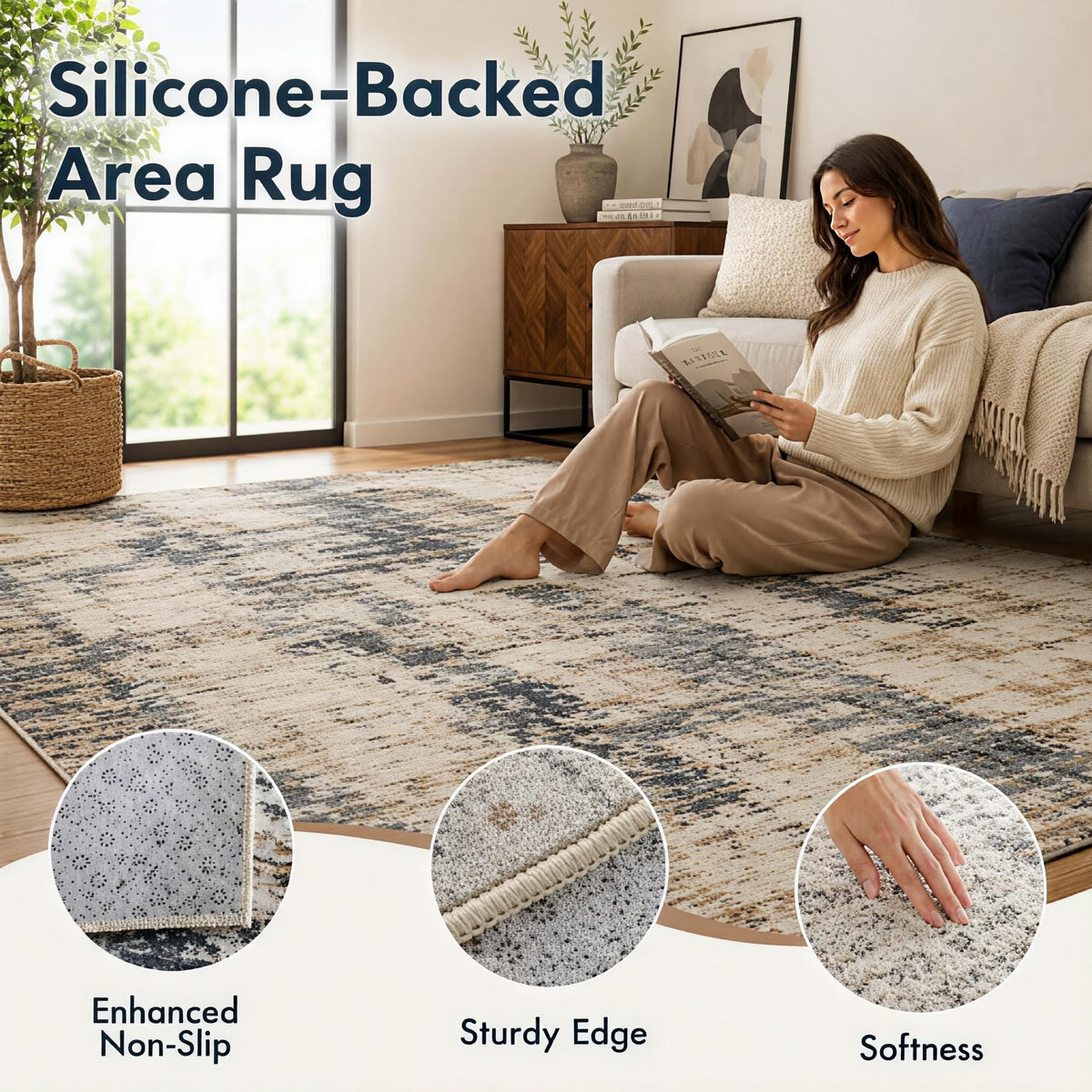 ICE ARMOR 5' x 7' Pastel Halloween Checkerboard Kids Area Rug, Cute Ghost Pumpkin Bat Pattern Cartoon Playroom Nursery Bedroom Decor, Non-Slip Silicone Backing Low Pile