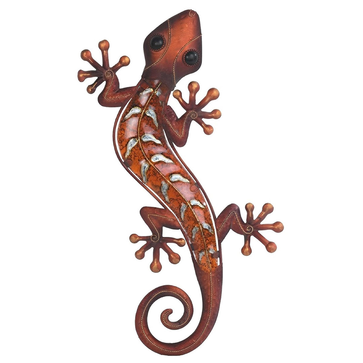 ICE ARMOR 18" H Metal Orange Lizard Statue Decoration Figurine