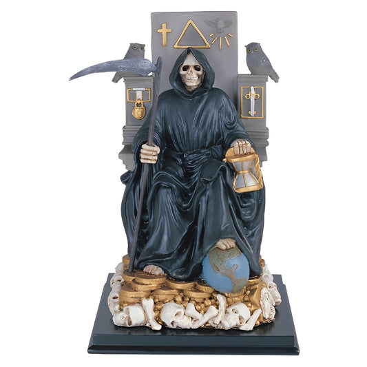 ICE ARMOR 10.75" H Black Santa Muerte Statue Our Lady of The Holy Death Religious Figurine Office Desk/Home/Living Room/Table Decor, Perfect House Warming Gifts for New Home