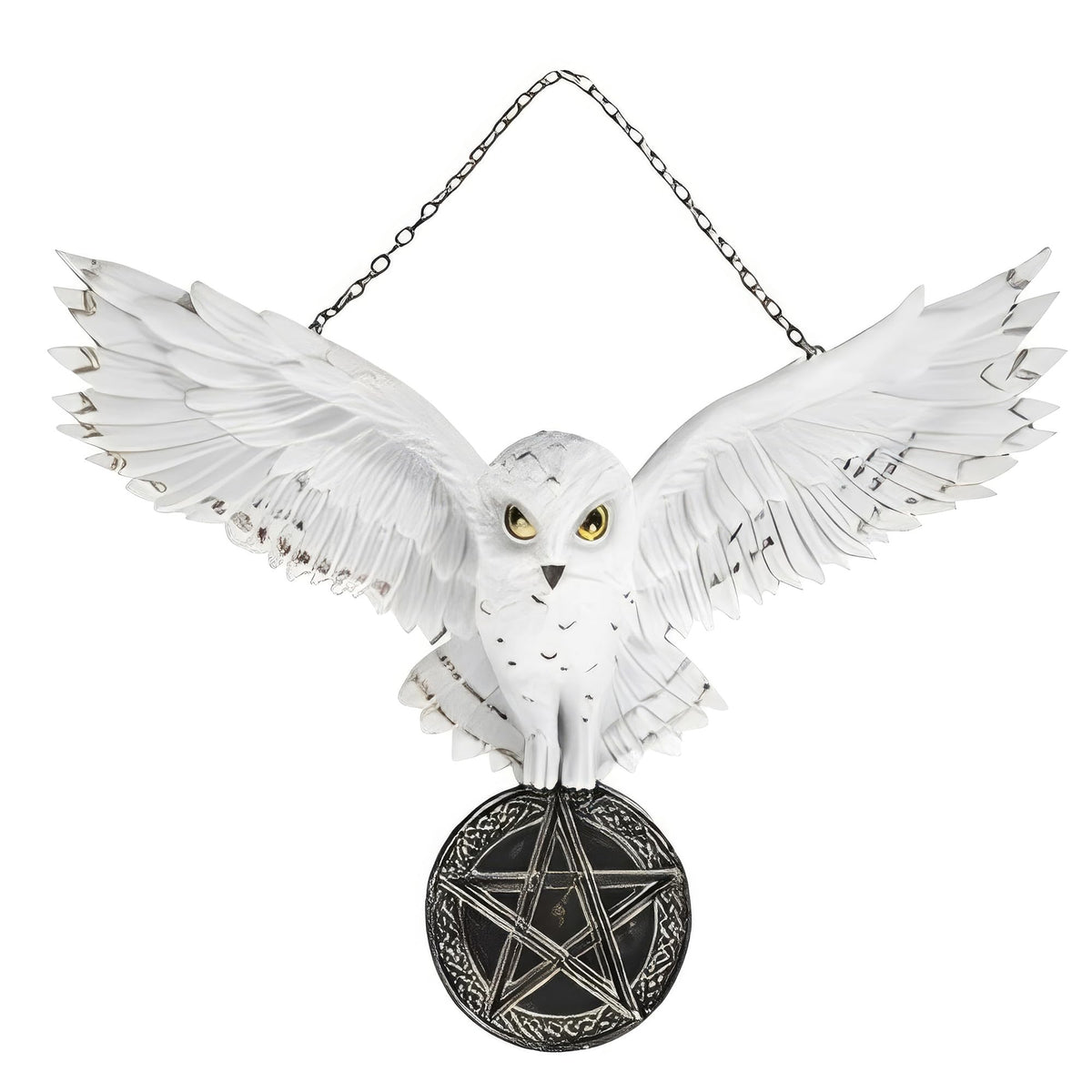 ICE ARMOR Detailed Craftmanship Snow Owl Decor Sculpture, Soaring Owl Statue for Shelf Table Counters, Fall Home, Animal Decorations for Living Room