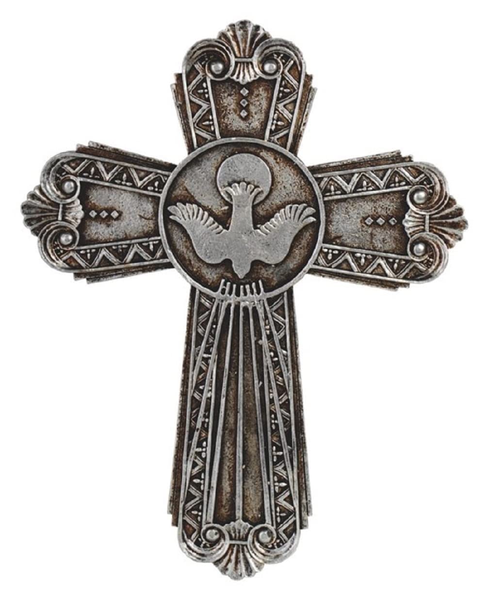 ICE ARMOR 7.5"H Decorative Cross in Silver Religious Statue Wall Decoration Holy Figurine