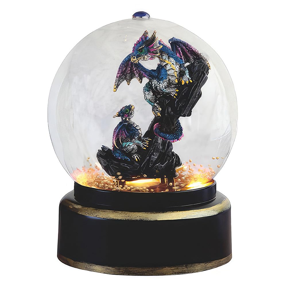 ICE ARMOR 7.5" H Blue Dragon in Air Powered Snow Globe Figurine Home Décor