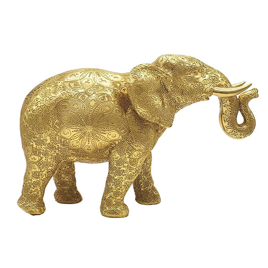 ICE ARMOR 7.25" W Gold Thai Elephant Statue Feng Shui Decoration Religious Figurine