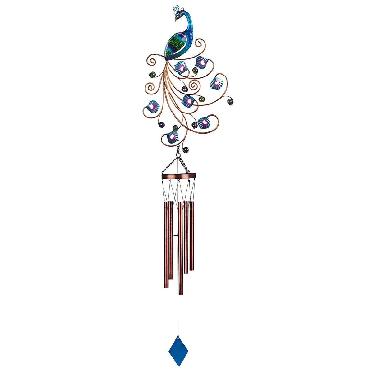 ICE ARMOR 45" Long Blue Purple Peacock Wind Chime Garden Patio Decoration