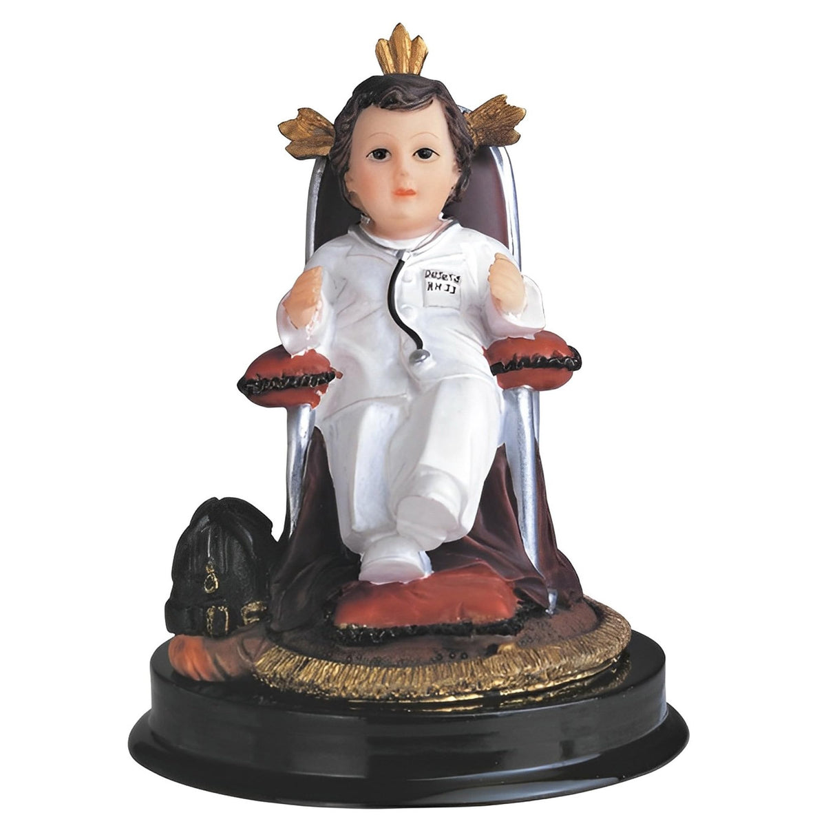 ICE ARMOR 5" H Child Doctor on Chair Statue Baby Jesus Nino Doctor Nino Kid Holy Figurine Religious Decoration