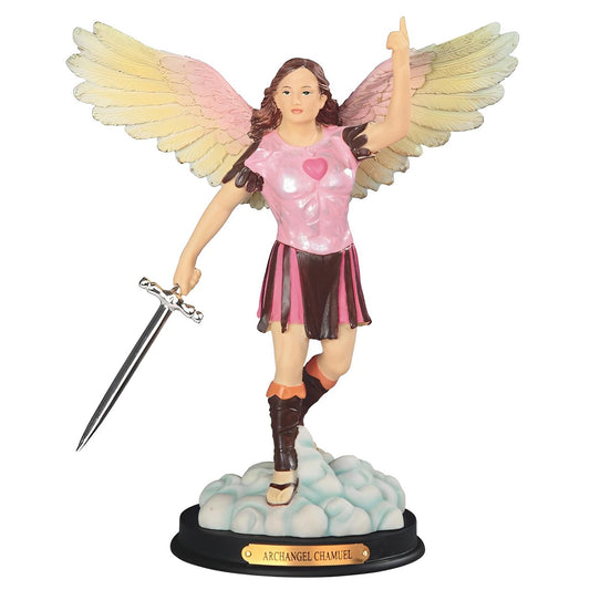 ICE ARMOR 10" H Archangel Chamuel Statue Angel of Peaceful Relationships Holy Figurine Religious Decoration
