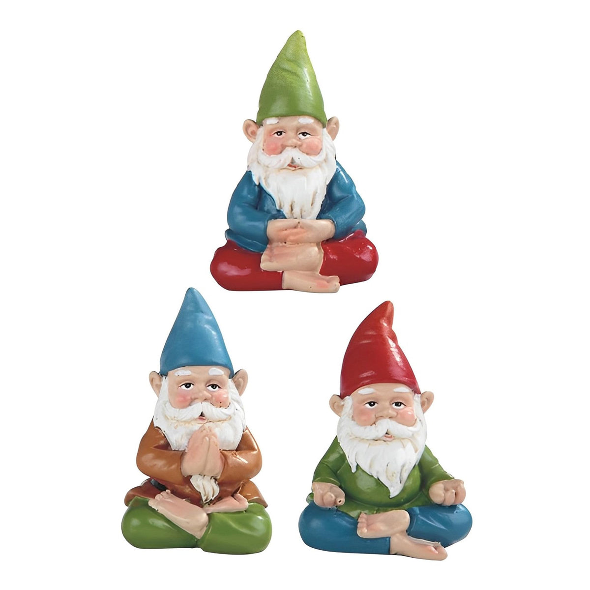 ICE ARMOR 3-PC Miniature Yoga Garden Gnome Figurine Set 2.25" H Fantasy Decoration