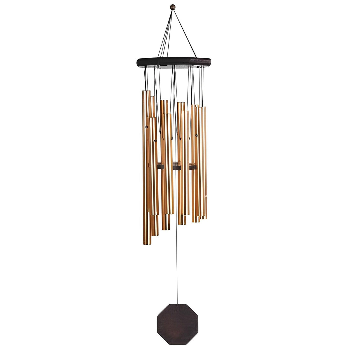 ICE ARMOR 35" Long Traditional Copper Wood Round Top Wind Chime Garden Patio Decoration