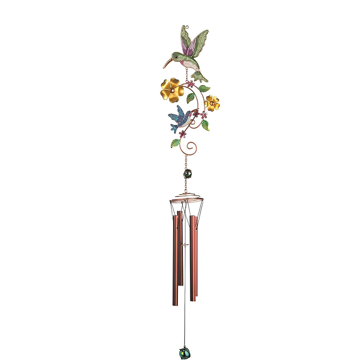 ICE ARMOR 34" Long Hummingbird with Flower Suncatcher Wind Chime Garden Patio Decoration