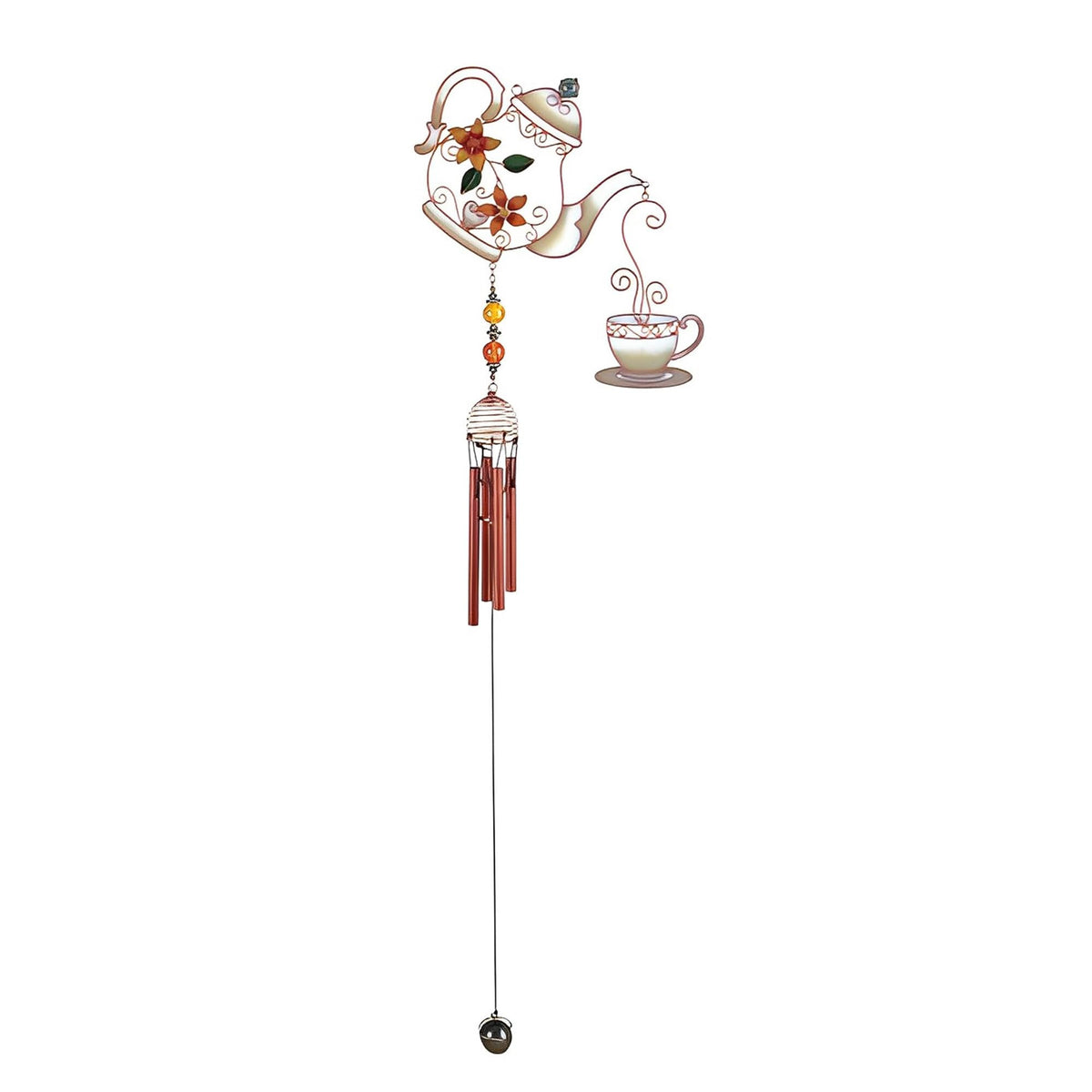 ICE ARMOR 32" Long Teapot Set Wind Chime with Copper Gem