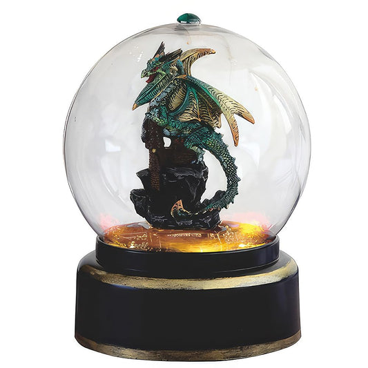 ICE ARMOR 7.5" H Green Dragon in Air Powered Snow Globe Figurine Home Décor