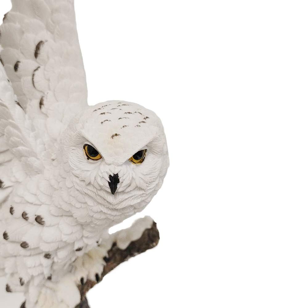ICE ARMOR Detailed Craftmanship Snow Owl Decor Sculpture, Soaring Owl Statue for Shelf Table Counters, Fall Home, Animal Decorations for Living Room